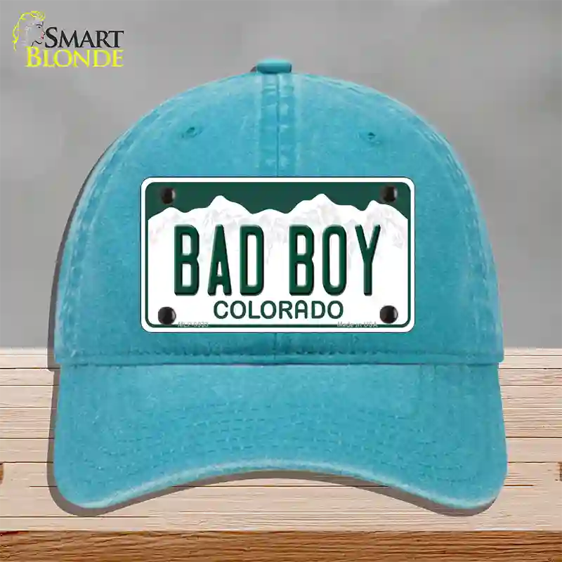 Bad Boy Colorado Novelty License Plate Hat Unconstructed Cotton / Lake Blue