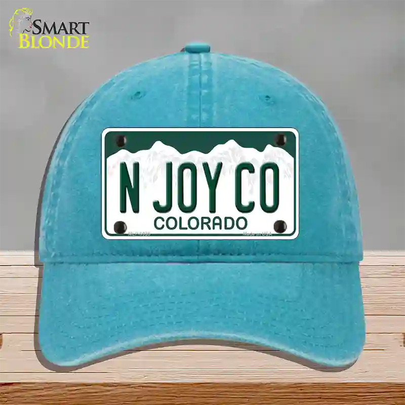 N Joy CO Colorado Novelty License Plate Hat Unconstructed Cotton / Lake Blue