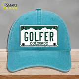 Golfer Colorado Novelty License Plate Hat Unconstructed Cotton / Lake Blue