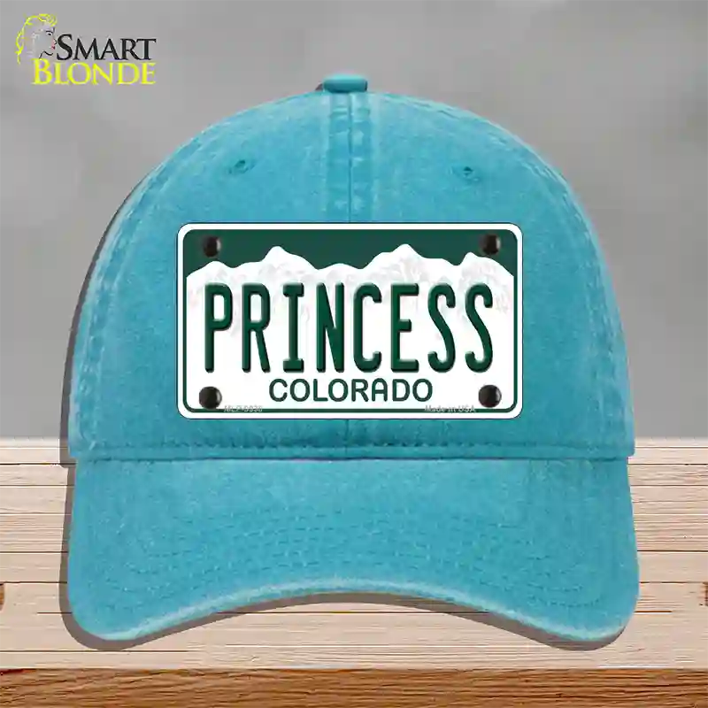 Princess Colorado Novelty License Plate Hat Unconstructed Cotton / Lake Blue