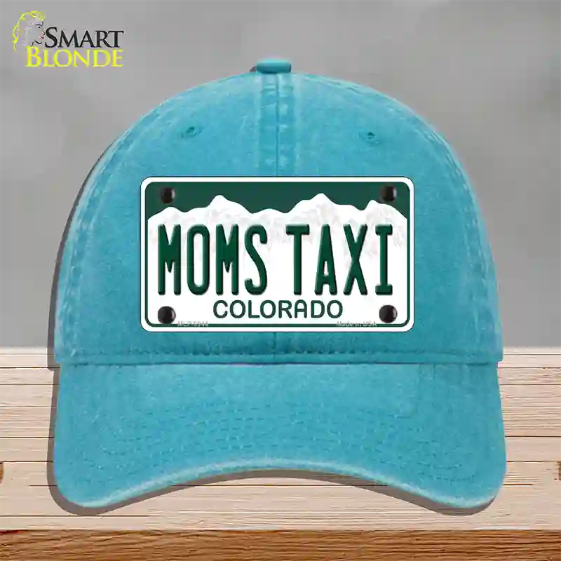 Moms Taxi Colorado Novelty License Plate Hat Unconstructed Cotton / Lake Blue