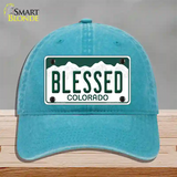 Blessed Colorado Novelty License Plate Hat Unconstructed Cotton / Lake Blue