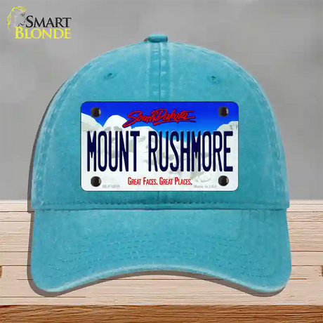 Mount Rushmore South Dakota Novelty License Plate Hat Unconstructed Cotton / Lake Blue