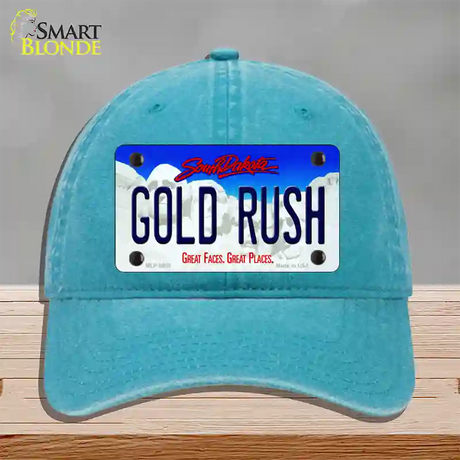 Gold Rush South Dakota Novelty License Plate Hat Unconstructed Cotton / Lake Blue