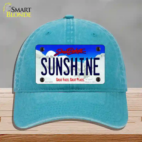 Sunshine South Dakota Novelty License Plate Hat Unconstructed Cotton / Lake Blue