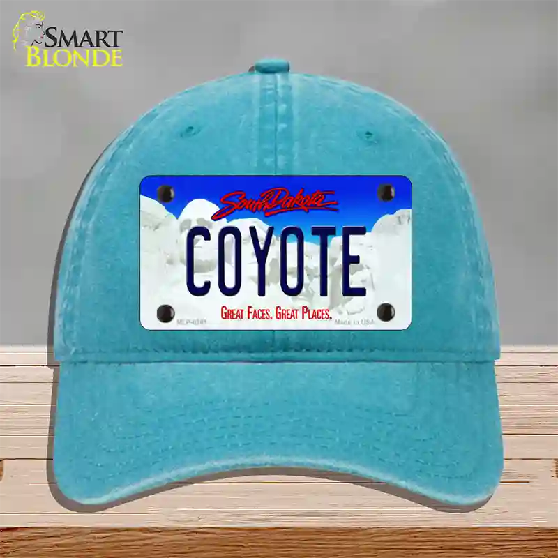 Coyote South Dakota Novelty License Plate Hat Unconstructed Cotton / Lake Blue