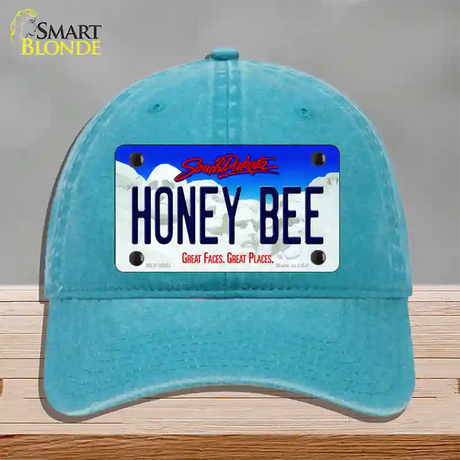 Honey Bee South Dakota Novelty License Plate Hat Unconstructed Cotton / Lake Blue