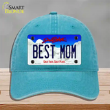 Best Mom South Dakota Novelty License Plate Hat Unconstructed Cotton / Lake Blue