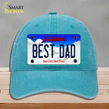 Best Dad South Dakota Novelty License Plate Hat Unconstructed Cotton / Lake Blue