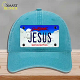 Jesus South Dakota Novelty License Plate Hat Unconstructed Cotton / Lake Blue