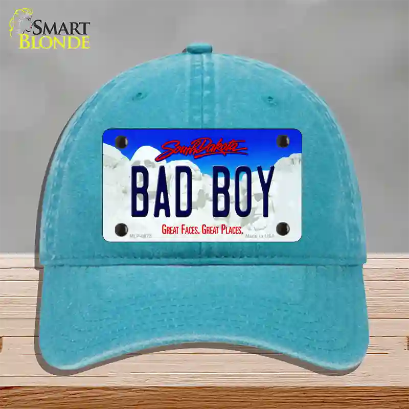 Bad Boy South Dakota Novelty License Plate Hat Unconstructed Cotton / Lake Blue