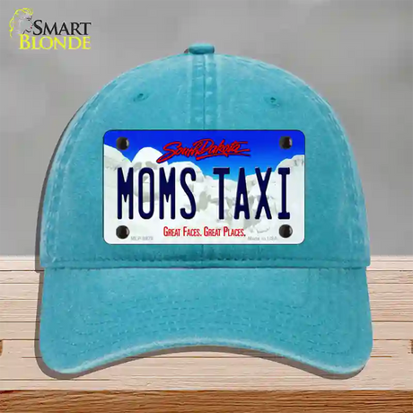 Moms Taxi South Dakota Novelty License Plate Hat Unconstructed Cotton / Lake Blue