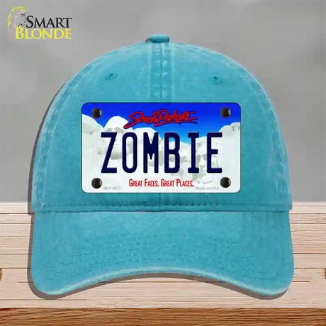 Zombie South Dakota Novelty License Plate Hat Unconstructed Cotton / Lake Blue