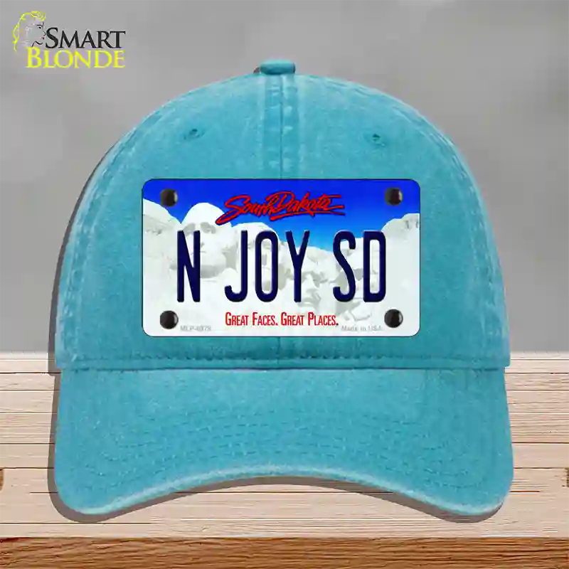 N Joy SD South Dakota Novelty License Plate Hat Unconstructed Cotton / Lake Blue