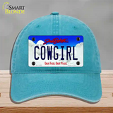 Cowgirl South Dakota Novelty License Plate Hat Unconstructed Cotton / Lake Blue