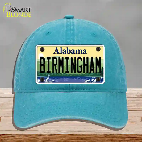 Birmingham Alabama Novelty License Plate Hat Unconstructed Cotton / Lake Blue