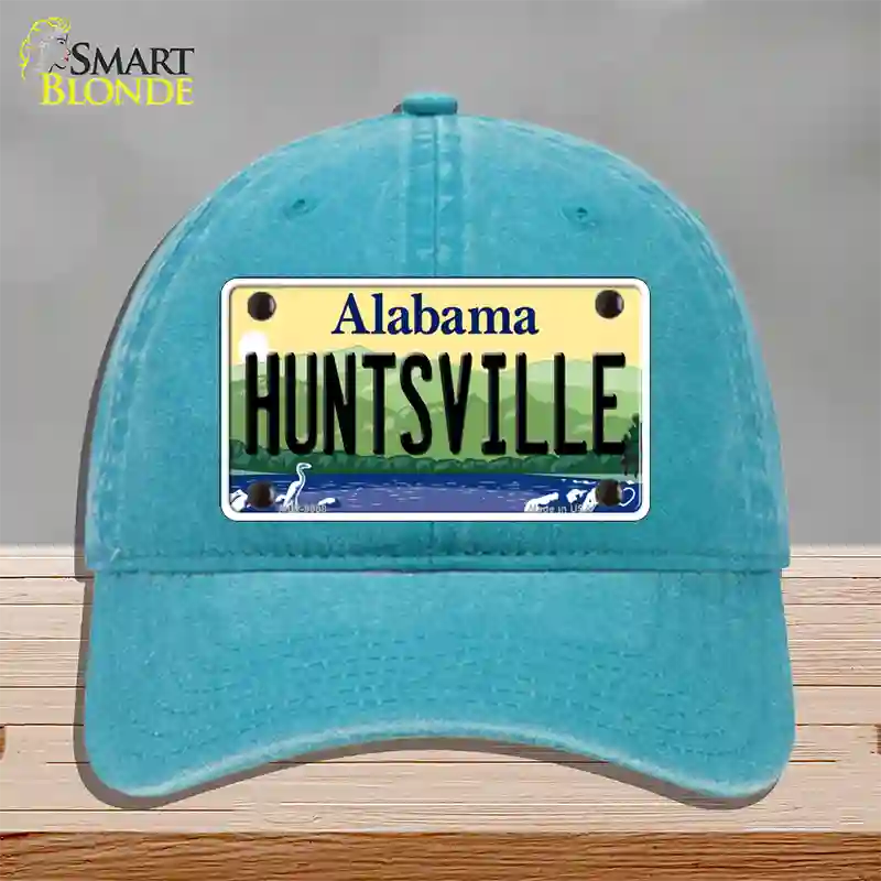 Huntsville Alabama Novelty License Plate Hat Unconstructed Cotton / Lake Blue