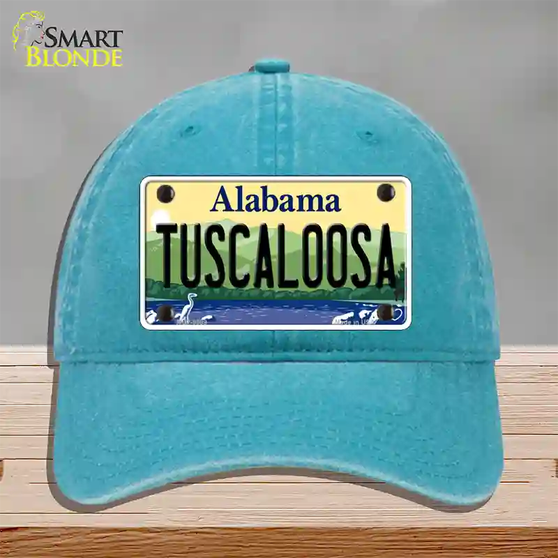 Tuscaloosa Alabama Novelty License Plate Hat Unconstructed Cotton / Lake Blue