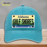 Gulf Shores Alabama Novelty License Plate Hat Unconstructed Cotton / Lake Blue