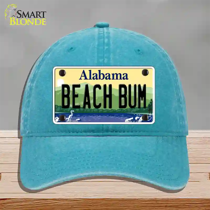 Beach Bum Alabama Novelty License Plate Hat Unconstructed Cotton / Lake Blue