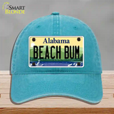 Beach Bum Alabama Novelty License Plate Hat Unconstructed Cotton / Lake Blue