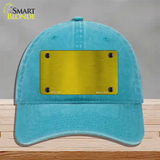 Yellow Metallic Solid Novelty License Plate Hat Unconstructed Cotton / Lake Blue