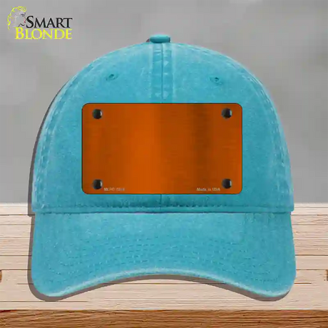 Orange Metallic Solid Novelty License Plate Hat Unconstructed Cotton / Lake Blue