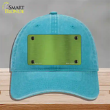 Lime Green Metallic Solid Novelty License Plate Hat Unconstructed Cotton / Lake Blue