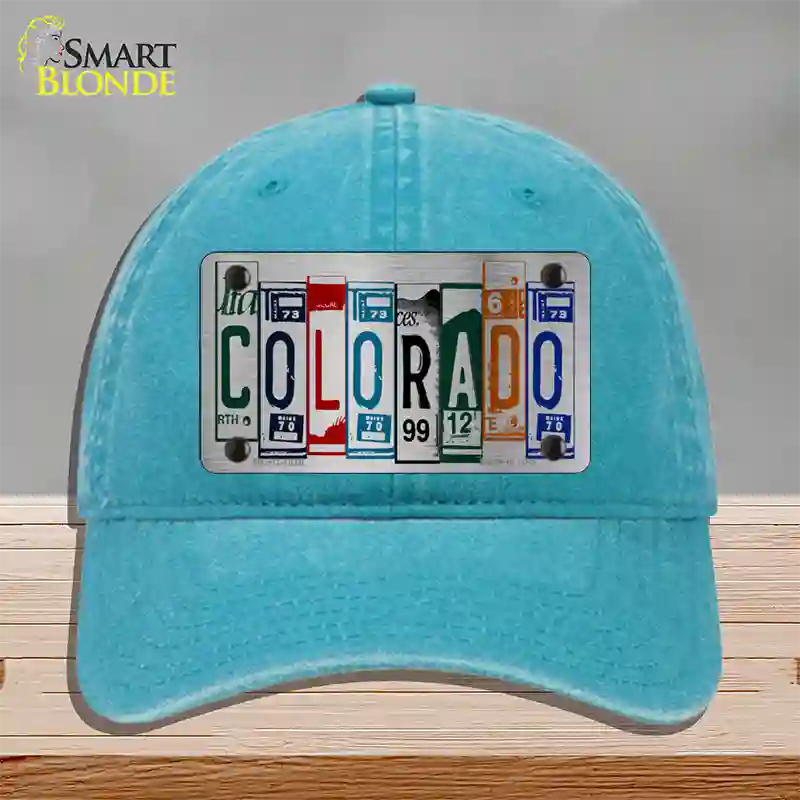 Colorado License Plate Art Novelty License Plate Hat Unconstructed Cotton / Lake Blue