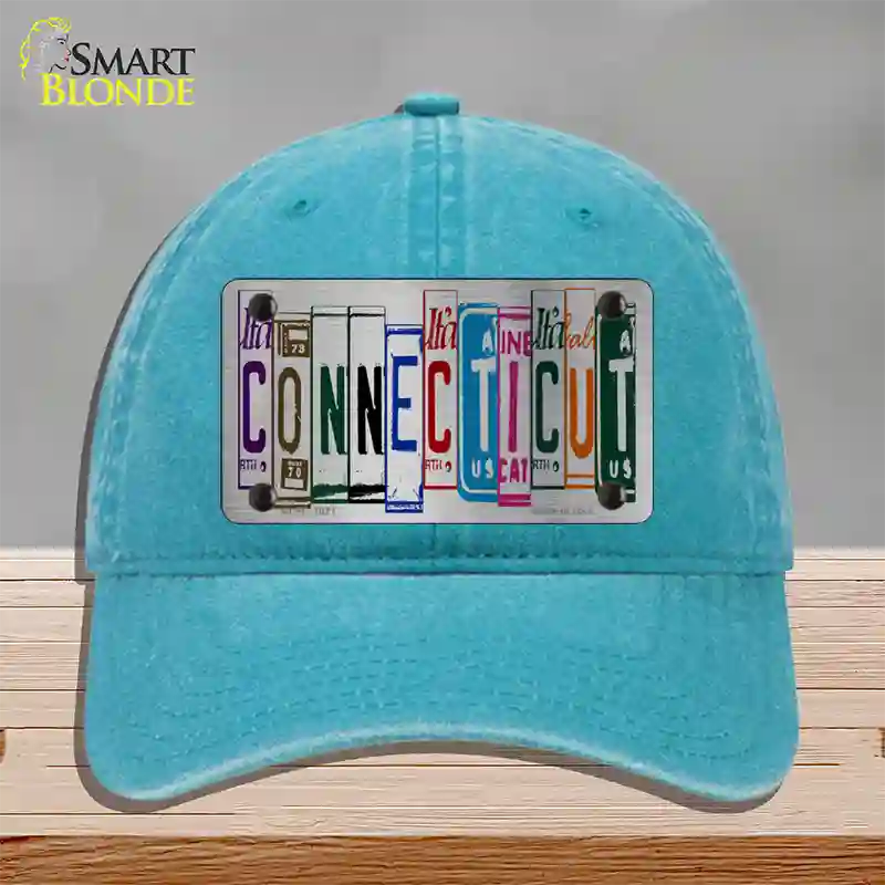 Connecticut License Plate Art Novelty License Plate Hat Unconstructed Cotton / Lake Blue