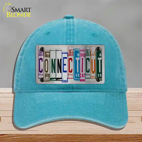 Connecticut License Plate Art Novelty License Plate Hat Unconstructed Cotton / Lake Blue