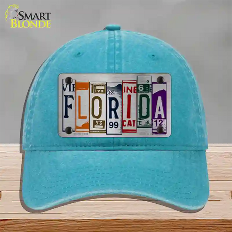 Florida License Plate Art Novelty License Plate Hat Unconstructed Cotton / Lake Blue