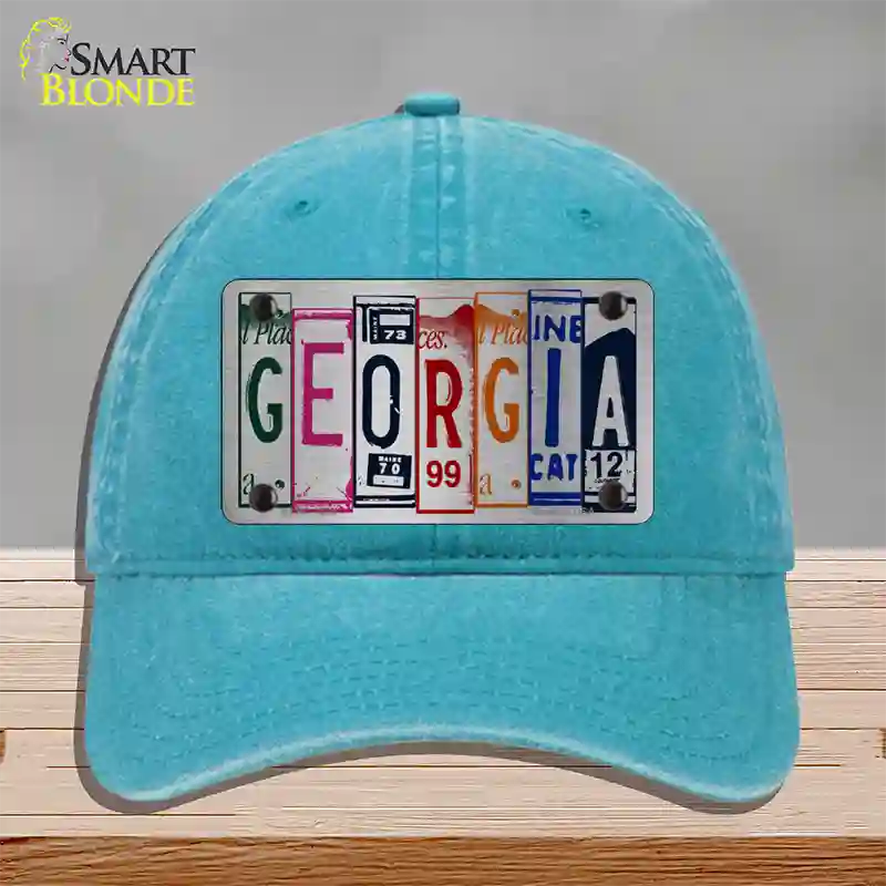 Georgia License Plate Art Novelty License Plate Hat Unconstructed Cotton / Lake Blue