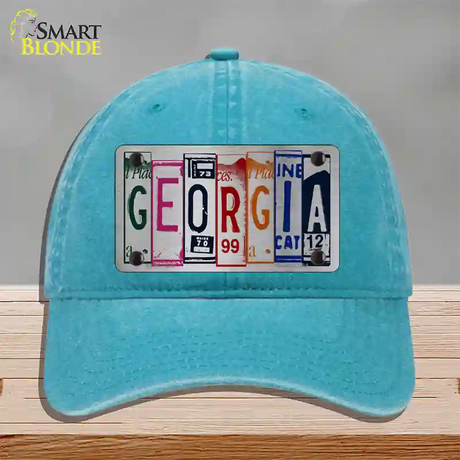 Georgia License Plate Art Novelty License Plate Hat Unconstructed Cotton / Lake Blue