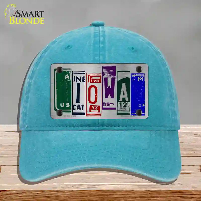 Iowa License Plate Art Novelty License Plate Hat Unconstructed Cotton / Lake Blue