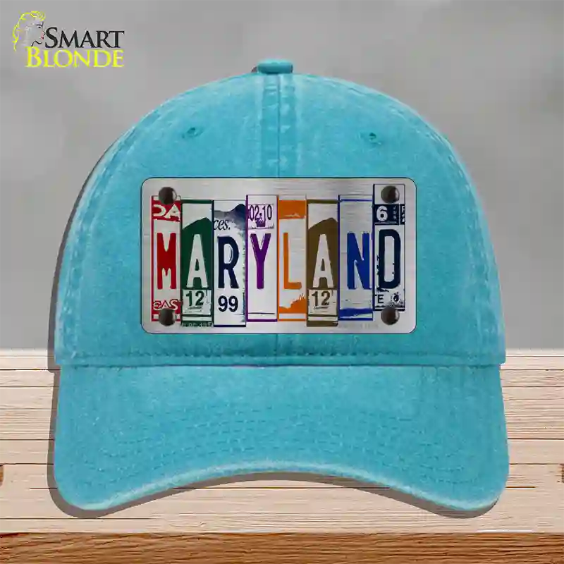 Maryland License Plate Art Novelty License Plate Hat Unconstructed Cotton / Lake Blue