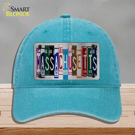 Massachusetts License Plate Art Novelty License Plate Hat Unconstructed Cotton / Lake Blue