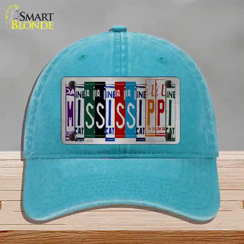 Mississippi License Plate Art Novelty License Plate Hat Unconstructed Cotton / Lake Blue