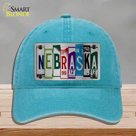 Nebraska License Plate Art Novelty License Plate Hat Unconstructed Cotton / Lake Blue