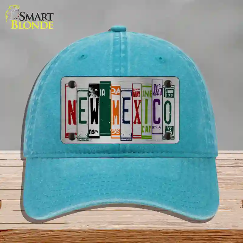 New Mexico License Plate Art Novelty License Plate Hat Unconstructed Cotton / Lake Blue