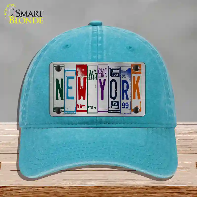 New York License Plate Art Novelty License Plate Hat Unconstructed Cotton / Lake Blue