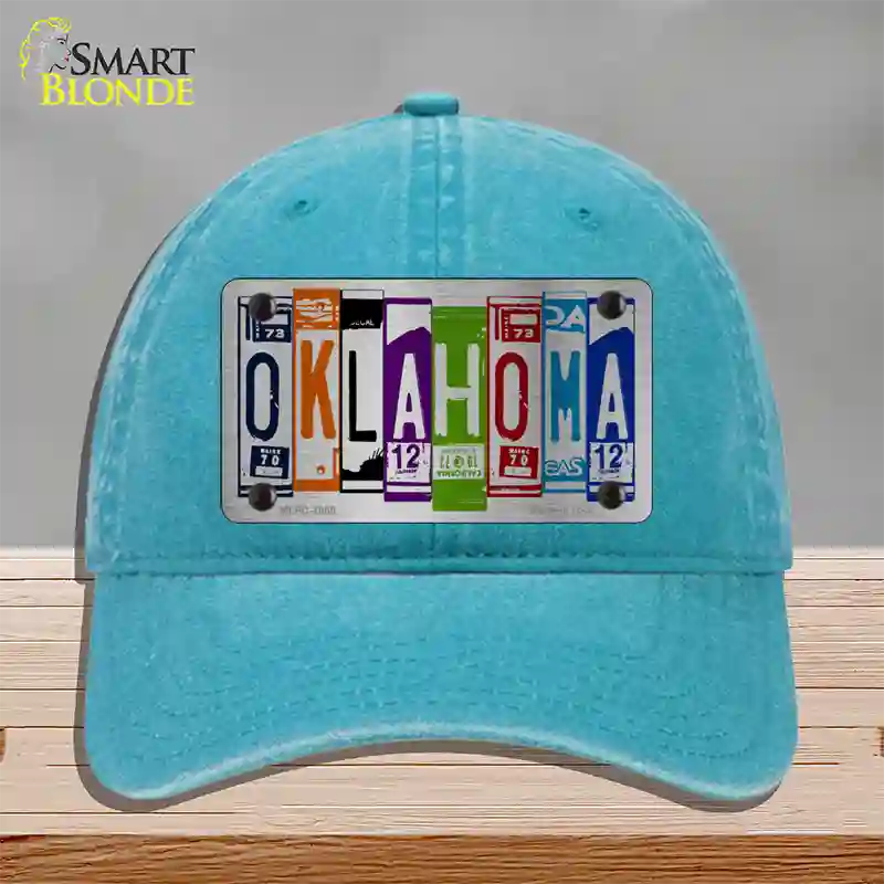 Oklahoma License Plate Art Novelty License Plate Hat Unconstructed Cotton / Lake Blue