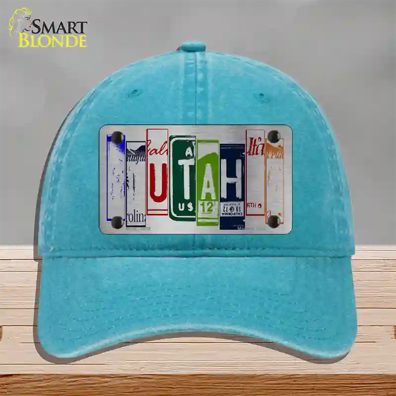 Utah License Plate Art Novelty License Plate Hat Unconstructed Cotton / Lake Blue