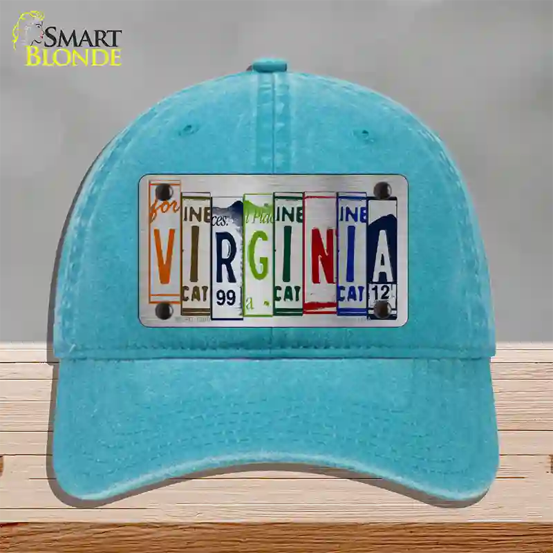 Virginia License Plate Art Novelty License Plate Hat Unconstructed Cotton / Lake Blue