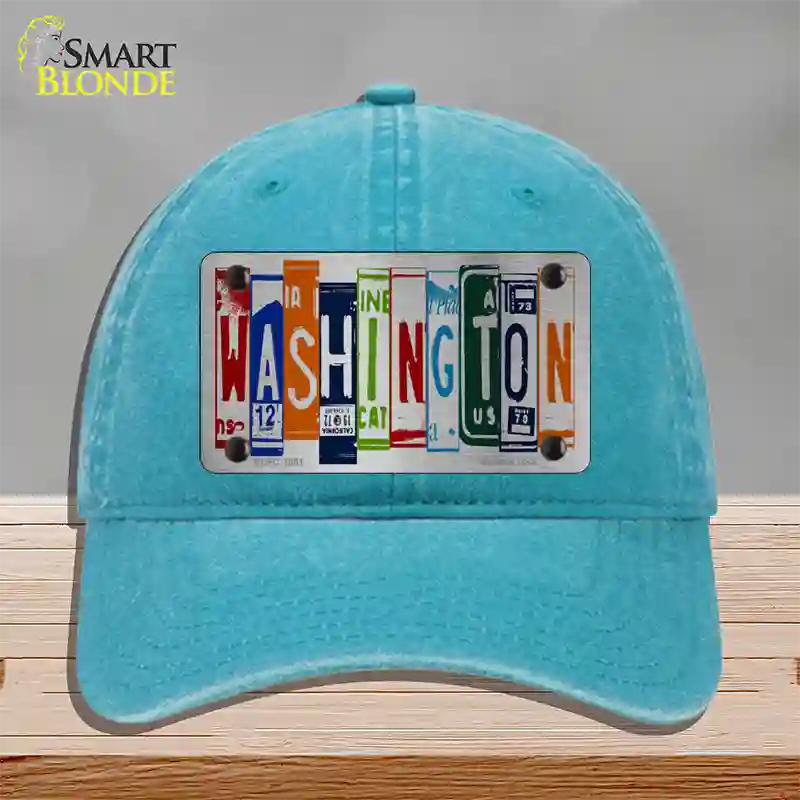 Washington License Plate Art Novelty License Plate Hat Unconstructed Cotton / Lake Blue