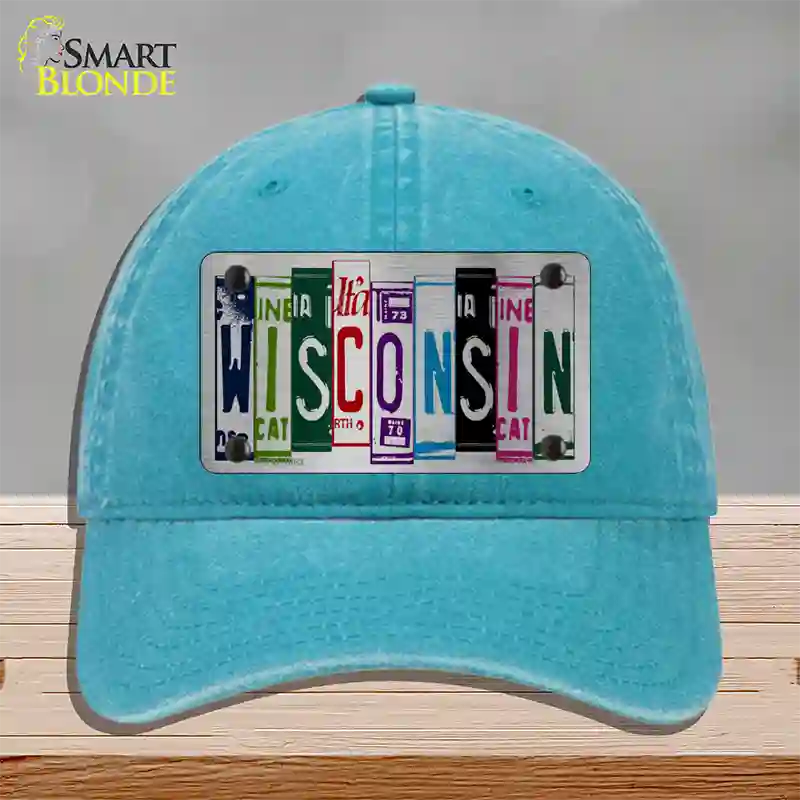 Wisconsin License Plate Art Novelty License Plate Hat Unconstructed Cotton / Lake Blue