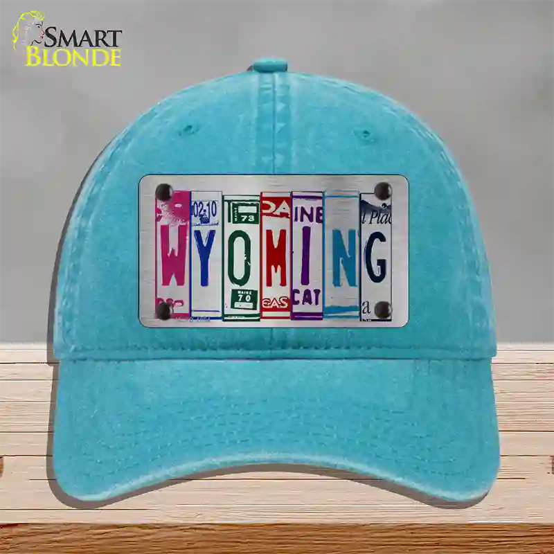 Wyoming License Plate Art Novelty License Plate Hat Unconstructed Cotton / Lake Blue