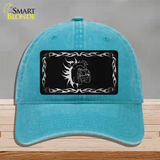 Dog In Flames Black Brushed Chrome Novelty License Plate Hat Unconstructed Cotton / Lake Blue