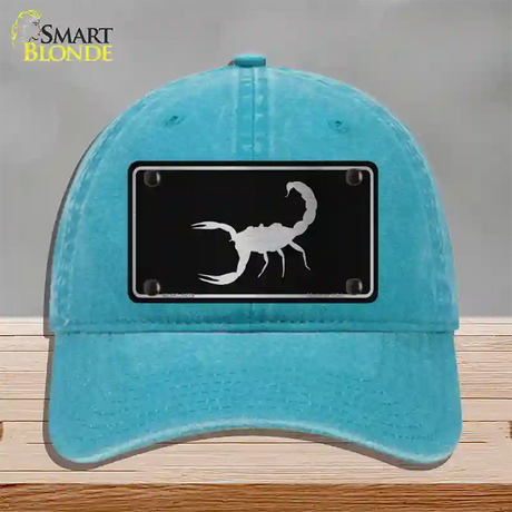 Scorpion Black Brushed Chrome Novelty License Plate Hat Unconstructed Cotton / Lake Blue