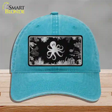 Octopus Black Brushed Chrome Novelty License Plate Hat Unconstructed Cotton / Lake Blue